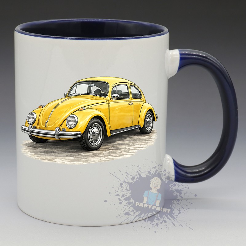 MUG Automobile - "Volkswagen Coccinelle Yellow" (en Céramique 350ml)