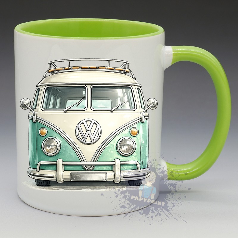 MUG Automobile - "Combi Volkswagen, Face avant" (Turquoise) (en Céramique 350ml)