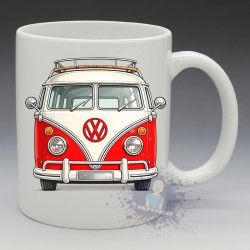 MUG Automobile - "Combi Volkswagen, Face avant" (Rouge) (en Céramique 350ml)