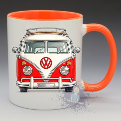 MUG Automobile - "Combi Volkswagen, Face avant" (Rouge) (en Céramique 350ml)