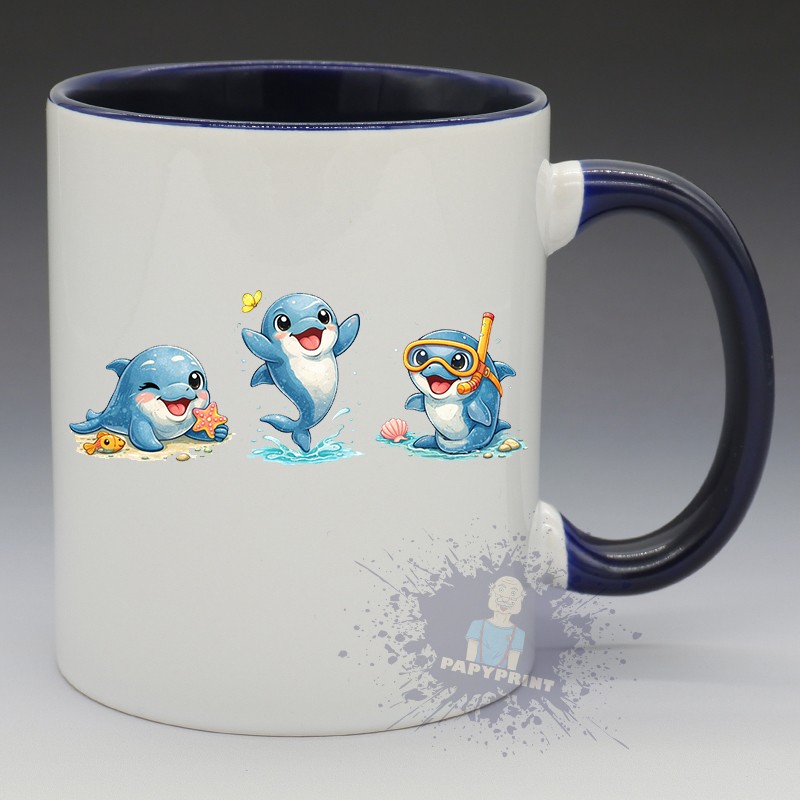 MUG Animaux - "Le Trio de Dauphins" (en Céramique 350ml)