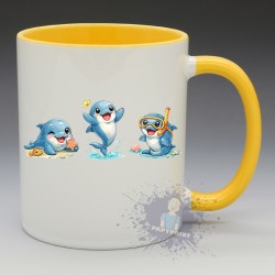 MUG Animaux - "Le Trio de Dauphins" (en Céramique 350ml)