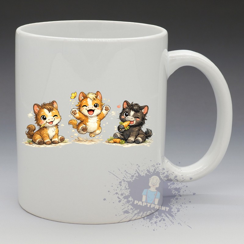 MUG Animaux - "Le Trio de Chevaux" (en Céramique 350ml)
