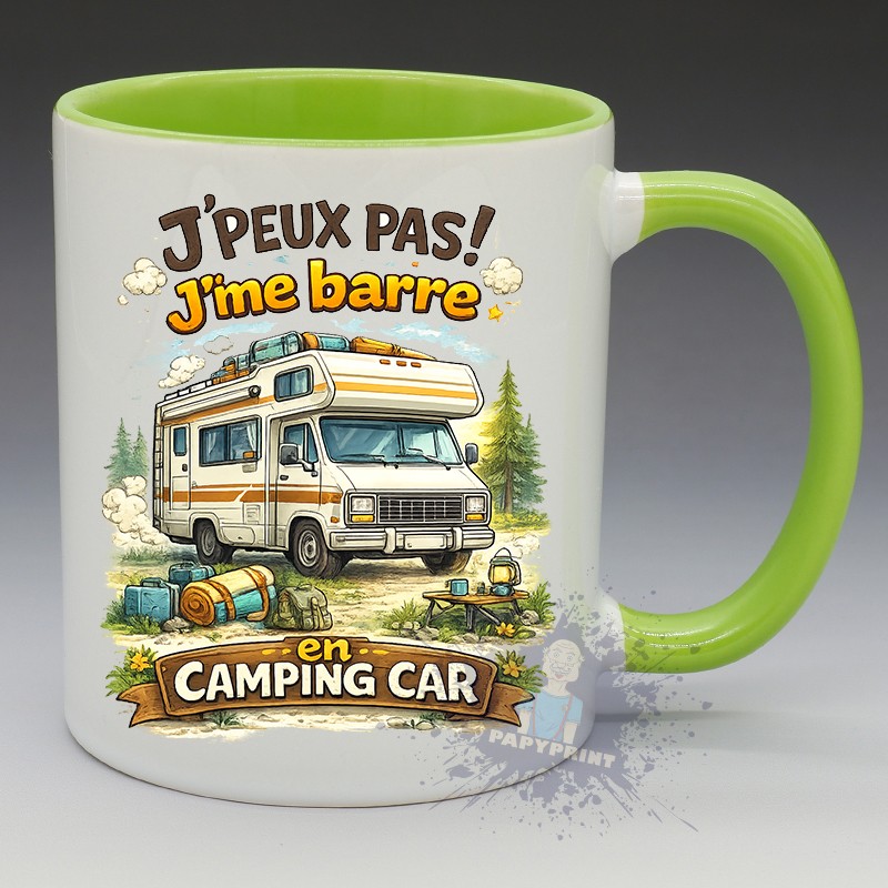 MUG Humoristique - "J'peux pas j'me barre en Camping Car" (en Céramique 350ml)