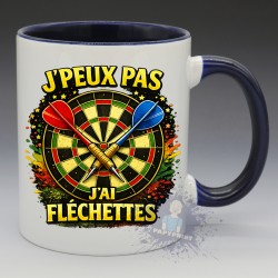 MUG Humoristique - "J'peux pas J'ai Flechettes" (en Céramique 350ml)