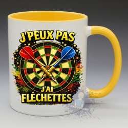 MUG Humoristique - "J'peux pas J'ai Flechettes" (en Céramique 350ml)