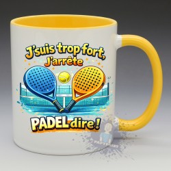 MUG Humoristique - "J'suis trop fort, J'arrête Padel dire !" (en Céramique 350ml)