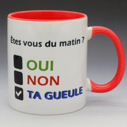 Humoristique - "Etes vous du matin ? Ta gueule" (en Céramique 350ml)