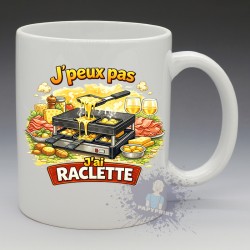 Mug Humoristique - "J'peux pas j'ai Raclette" (en Céramique 350ml)