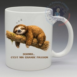 Mug Humoristique - "Dormir c'est ma grande passion" (en Céramique 350ml)