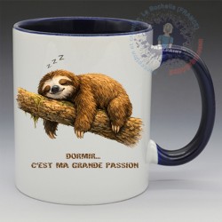 Mug Humoristique - "Dormir c'est ma grande passion" (en Céramique 350ml)