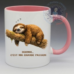 Mug Humoristique - "Dormir c'est ma grande passion" (en Céramique 350ml)