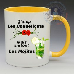 Mug Humoristique - "J'aime les coquelicots mais surtout les mojitos" (en Céramique 350ml)