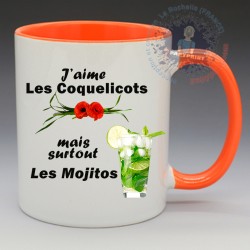 Mug Humoristique - "J'aime les coquelicots mais surtout les mojitos" (en Céramique 350ml)