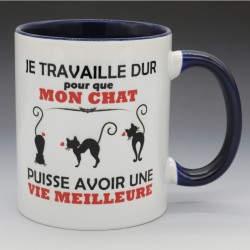 Mug "Je travaille dur pour mon chat" | Papy Print