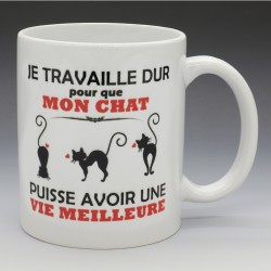 Mug "Je travaille dur pour mon chat" | Papy Print