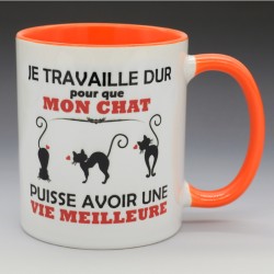 Mug "Je travaille dur pour mon chat" | Papy Print