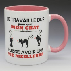 Mug "Je travaille dur pour mon chat" | Papy Print