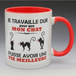 Mug "Je travaille dur pour mon chat" | Papy Print