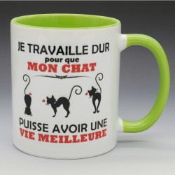 Mug "Je travaille dur pour mon chat" | Papy Print