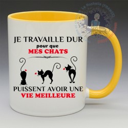 Mug "Je travaille dur pour mes chats" | Papy Print