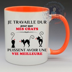 Mug "Je travaille dur pour mes chats" | Papy Print