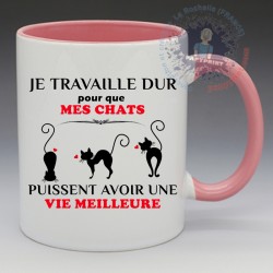 Mug "Je travaille dur pour mes chats" | Papy Print