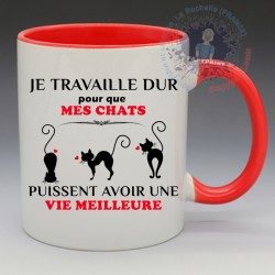 Mug "Je travaille dur pour mes chats" | Papy Print