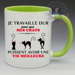 Mug "Je travaille dur pour mes chats" | Papy Print