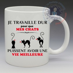 Mug "Je travaille dur pour mes chats" | Papy Print