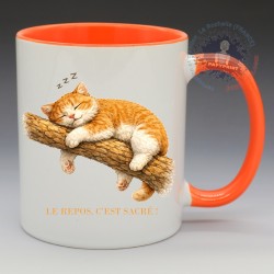 Mug Humoristique - "Chat, Le repos c'est sacré" (en Céramique 350ml)