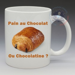 Mug Humoristique - "Pain au chocolat ou Chocolatine?" (en Céramique 350ml)