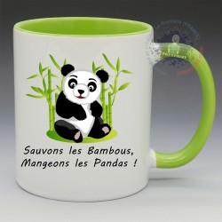 Mug Humoristique - "Sauvons les bambous, mangeons les Pandas !" (en Céramique 350ml)
