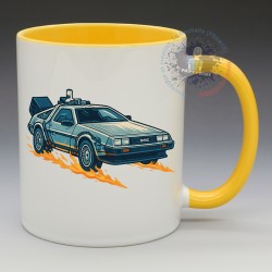 MUG Automobile - Cinéma année 80' "La Delorean de retour vers le futur" (en Céramique 350ml)