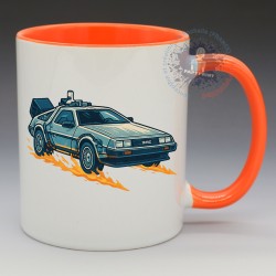 MUG Automobile - Cinéma année 80' "La Delorean de retour vers le futur" (en Céramique 350ml)