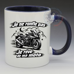 Mug Humoristique - "Je ne ronfle pas. Je rêve de ma moto" (en Céramique 350ml)