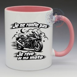 Mug Humoristique - "Je ne ronfle pas. Je rêve de ma moto" (en Céramique 350ml)