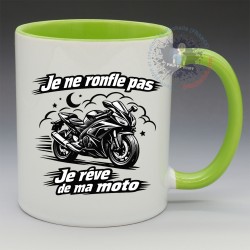 Mug Humoristique - "Je ne ronfle pas. Je rêve de ma moto" (en Céramique 350ml)