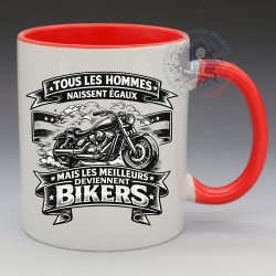 Mug Humoristique - "Tous les hommes naissent égaux, mais les meilleurs deviennent Bikers" (en Céramique 350ml)