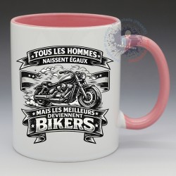 Mug Humoristique - "Tous les hommes naissent égaux, mais les meilleurs deviennent Bikers" (en Céramique 350ml)
