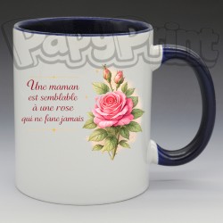 Mug - Maman - "Une maman c'est comme une rose qui ne fane jamais" (en Céramique 350ml)
