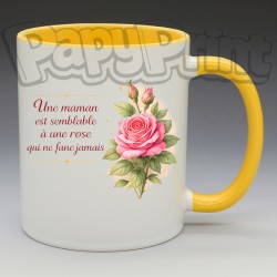 Mug - Maman - "Une maman c'est comme une rose qui ne fane jamais" (en Céramique 350ml)