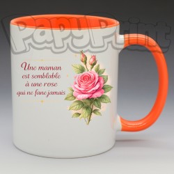 Mug - Maman - "Une maman c'est comme une rose qui ne fane jamais" (en Céramique 350ml)