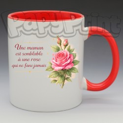 Mug - Maman - "Une maman c'est comme une rose qui ne fane jamais" (en Céramique 350ml)