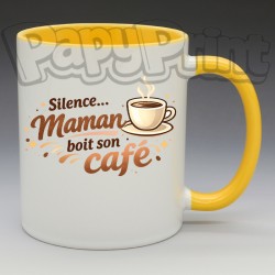 Mug - Maman - "Silence, Maman boit son café" (en Céramique 350ml)