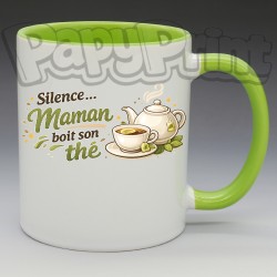 Mug - Maman - "Silence, Maman boit son Thé" (en Céramique 350ml)