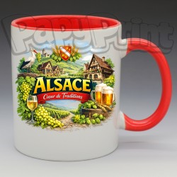 Mug - Régions - "Alsace" Cœur et traditions (en Céramique 350ml)