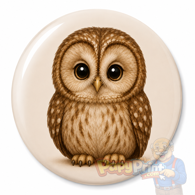 Badge Animaux "Chouette" 56 mm | Papy Print