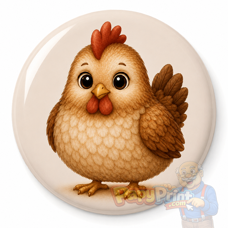 Badge Animaux "Coq" 56 mm | Papy Print