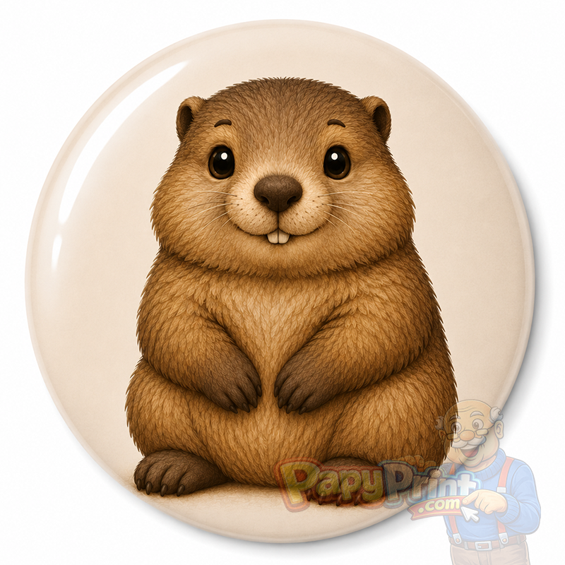 Badge Animaux "Marmotte" 56 mm | Papy Print
